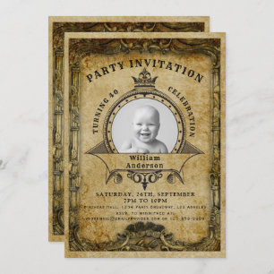 40th Birthday Vintage Retro Photo Surprise Party Invitation