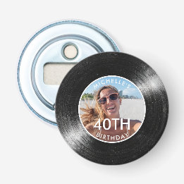 40th Birthday Vinyl Record Photo Bottle Opener