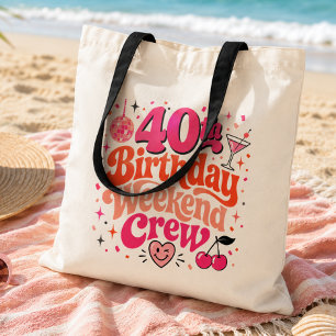 40th Birthday Weekend Crew Retro Party Tote Bag