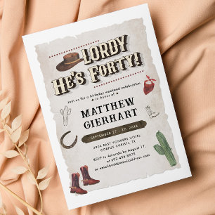 40th Birthday Weekend Retro Cowboy Boots Party Invitation