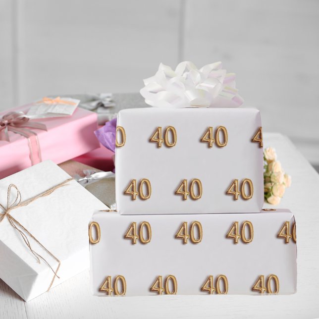 40th birthday white gold wrapping paper (Creator Uploaded)