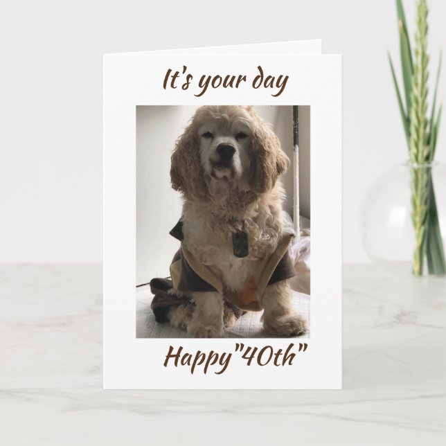 **40th BIRTHDAY WISHES FROM COCKER SPANIEL**  Card (Front)