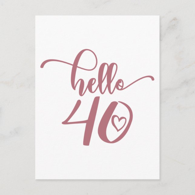 40th Birthday Women Hello 40 Cute 40 Years Old Postcard (Front)