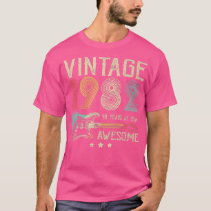 40th Birthday Womens Mens Vintage Awesome 1982 Gui T-Shirt