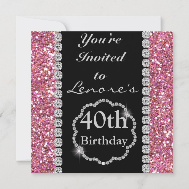 40th BLING Birthday Party Invitation (Front)