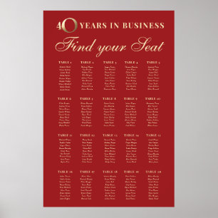 40th Business Anniversary Seating Chart Sign