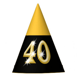 40th fortieth birthday black gold party hat