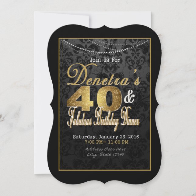 40th Forty & fabulous Birthday Invitation (Front)