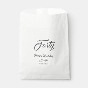 40th forty letterbirthday add name date year gray favour bags