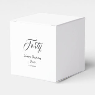 40th forty letterbirthday add name date year gray  favour box