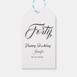 40th forty letterbirthday add name date year gray  gift tags