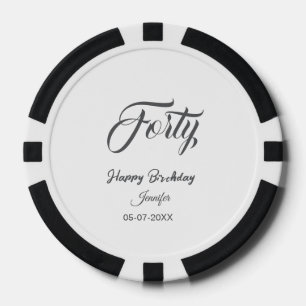 40th forty letterbirthday add name date year gray poker chips