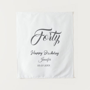 40th forty letterbirthday add name date year gray tapestry