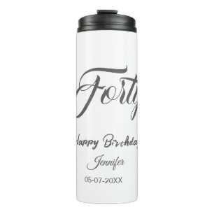 40th forty letterbirthday add name date year gray thermal tumbler