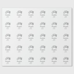 40th forty letterbirthday add name date year gray  wrapping paper