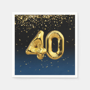 40th Gold Balloons and Confetti Napkins