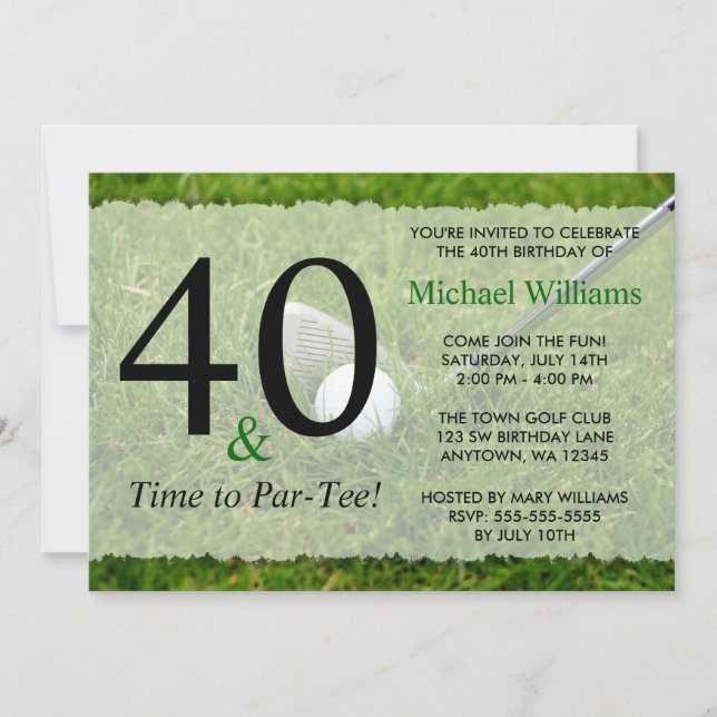 40th Golf Birthday Party Invitation (Front)