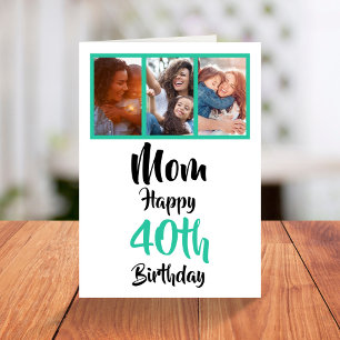 40th happy birthday Mum photo collage Card