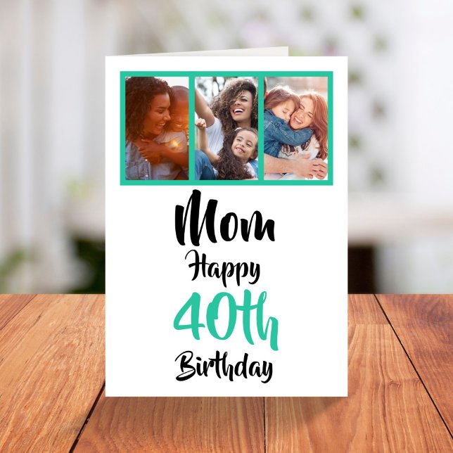 40th happy birthday Mum photo collage Card (Creator Uploaded)