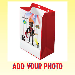 40th Men's Rockstar 🎸 Funky Birthday Guitar  Medium Gift Bag