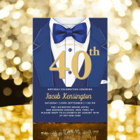 40th Navy Blue and Gold Tuxedo Birthday Event