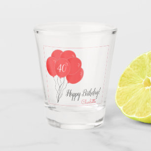 40th or any birthday pink balloon shot glass