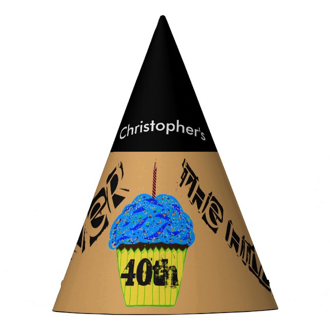 40th Over the Hill Personalised Balloon Party Hats (Front)