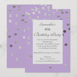 40th Purple Circles Birthday Party Invitation