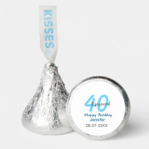 40th & renewed birthday name date blue bold number
