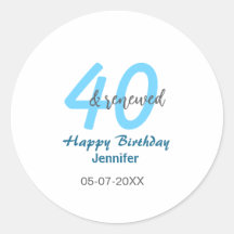 40th & renewed birthday name date blue bold number