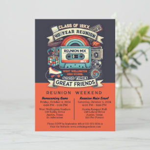 40th Reunion Retro 80s Pop Culture Class of [Year] Invitation