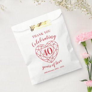 40th Ruby Anniversary 40 years personalised Favour Bags