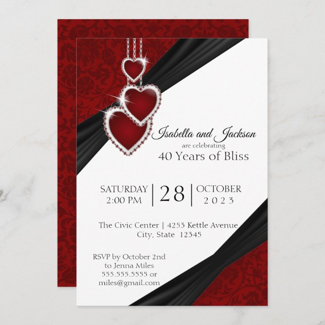 40th Ruby Anniversary Design Invitation (Front/Back)