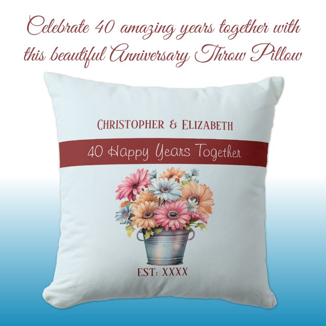 40th ruby anniversary flowers blue cushion (Creator Uploaded)