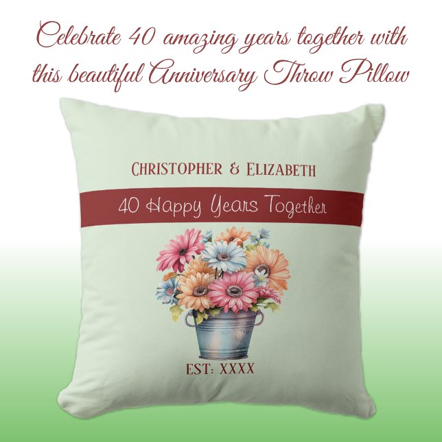 40th ruby anniversary flowers green cushion (Creator Uploaded)