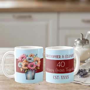 40th ruby anniversary flowers names blue coffee mug