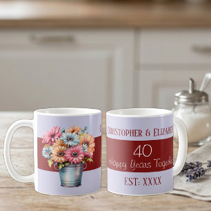 40th ruby anniversary flowers names purple coffee mug