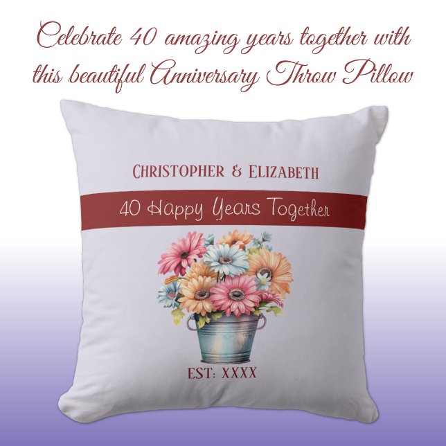 40th ruby anniversary flowers purple cushion (Creator Uploaded)