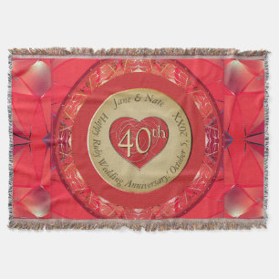 40th Ruby Anniversary Throw Blanket
