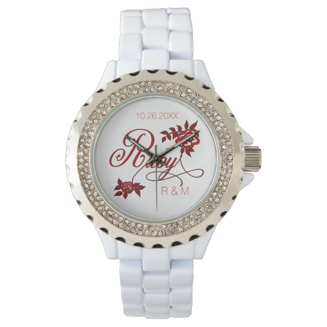 40th Ruby Anniversary with Date and Initials Watch (Front)