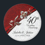 40th Ruby Floral Wedding Anniversary Keepsake Magnet<br><div class="desc">🥇AN ORIGINAL COPYRIGHT ART DESIGN by Donna Siegrist ONLY AVAILABLE ON ZAZZLE! 40th Ruby Floral Wedding Anniversary Keepsake Design ready for you to personalise. This design works well for other occasions such as a birthday, years of service, graduation, or just adding a quote... make it yours. If needed, you can...</div>