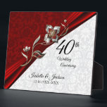 40th Ruby Floral Wedding Anniversary  Plaque<br><div class="desc">40th Ruby Floral Wedding Anniversary Design ready for you to personalise. This design works well for other occasions such as a birthday, years of service, graduation, or just adding a quote... make it yours. If needed, you can remove the text and start fresh adding whatever text and font you like....</div>
