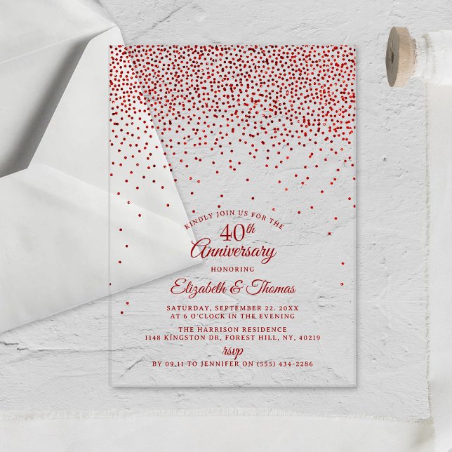 40th Ruby Wedding Anniversary Acrylic Invitations (Creator Uploaded)