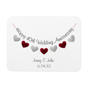 40th Ruby Wedding Anniversary bunting gift Magnet