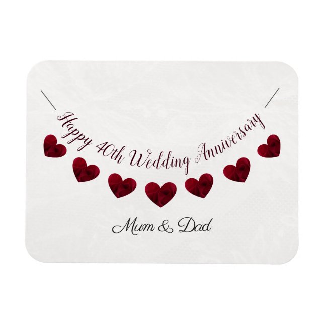 40th Ruby Wedding Anniversary bunting mum & dad Magnet (Horizontal)