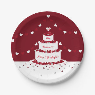 40th ruby wedding anniversary cake and bunting paper plate