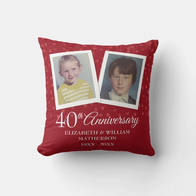 40th Ruby Wedding Anniversary Child Photos Cushion (Front)