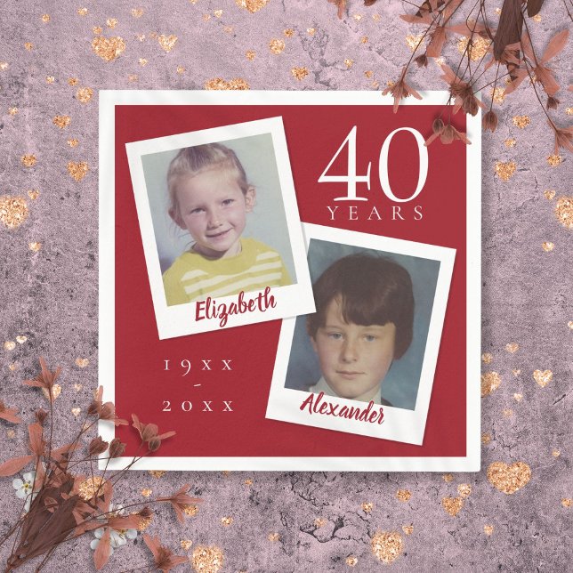 40th Ruby Wedding Anniversary Child Photos Napkin (40th Ruby Wedding Anniversary Child Photos Napkins)