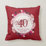 40th RUBY Wedding Anniversary | Christian Cushion<br><div class="desc">Pretty, floral 40TH RUBY WEDDING ANNIVERSARY Throw Pillow, including an array of red coloured flowers and 40 in decorative RUBY RED typography in a centre circle. There is curved placeholder text at the top, and underneath there is a Christian Bible verse from Matthew 19:6 - WHAT GOD PUTS TOGETHER, LET...</div>