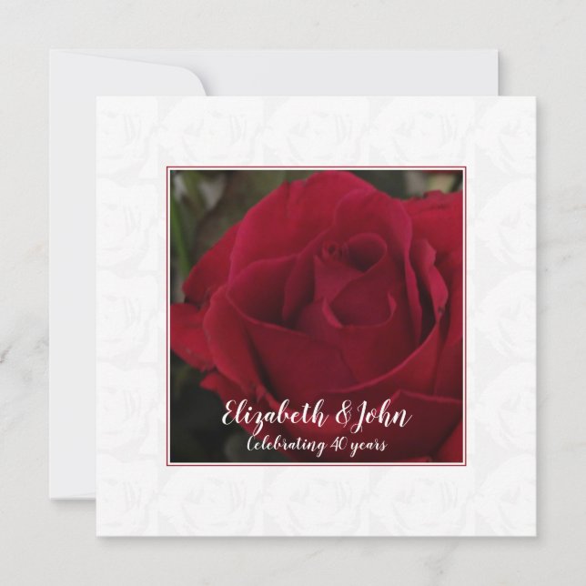 40th ruby wedding anniversary classic red rose  thank you card (Front)
